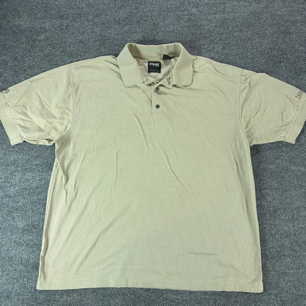 Ping Collection Mens XL Tan Diamond Jacquard Mercerized Cotton Golf Polo Shirt